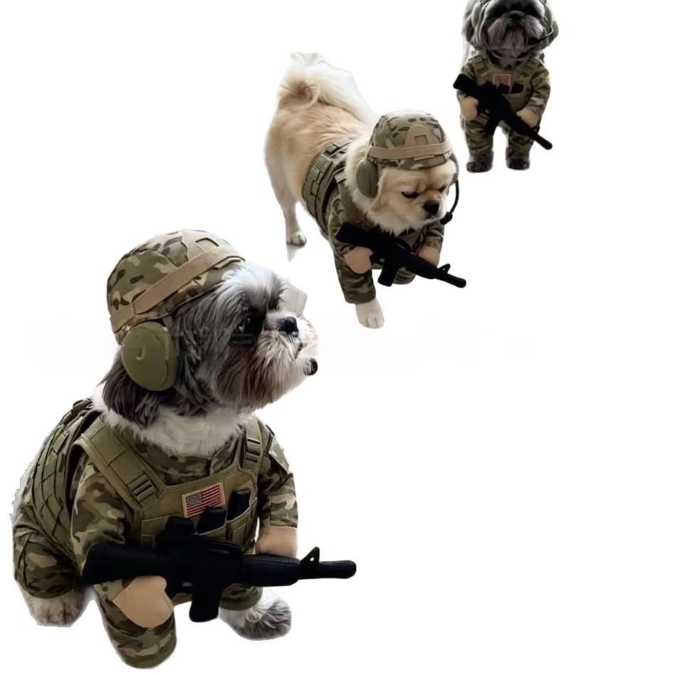 Puppy Soldier Hat And Clothing Set