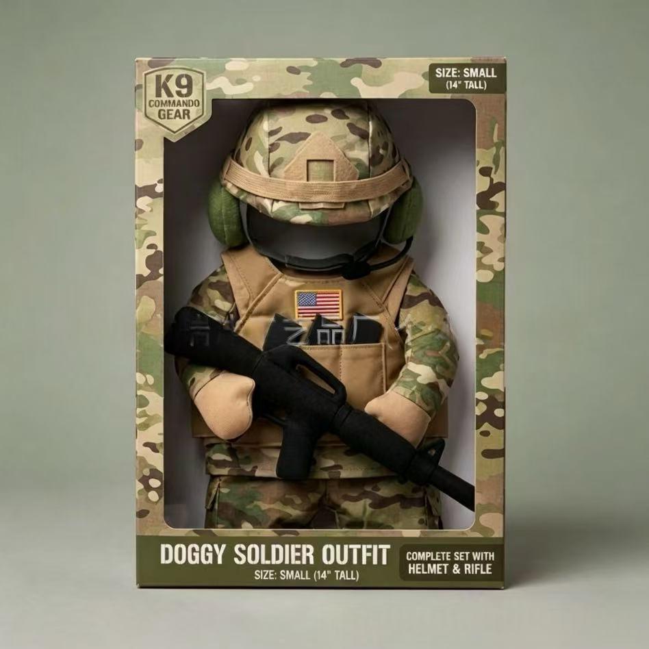 Puppy Soldier Hat And Clothing Set