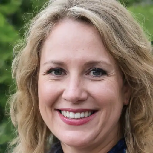Smiling woman with glossy lips