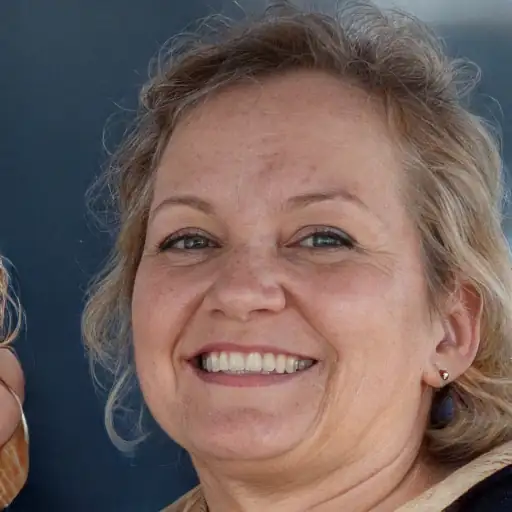 A woman in her 50s with clean and refreshed skin.