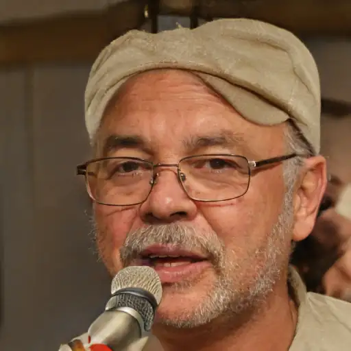 Man walking comfortably, product in background