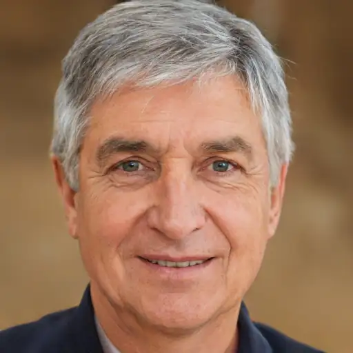 Elderly man walking a happy dog