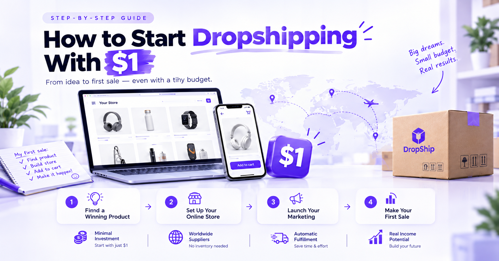 How to Start Dropshipping With $1 (Step-by-Step Guide)