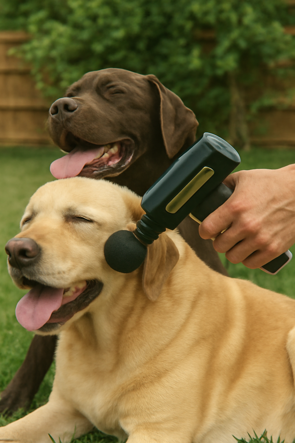 A dog enjoying a relaxing massage session.