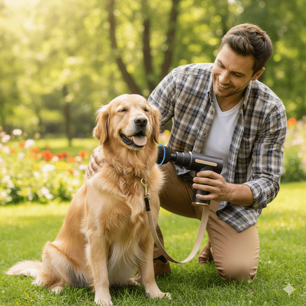 A dog enjoying a relaxing massage session.