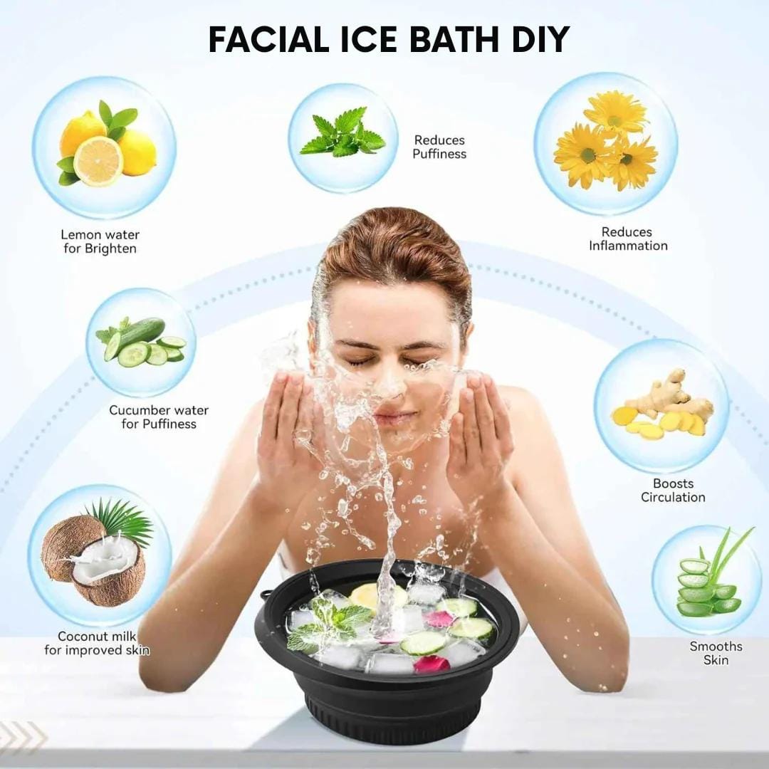 A serene spa setting with a foldable ice bath bowl.