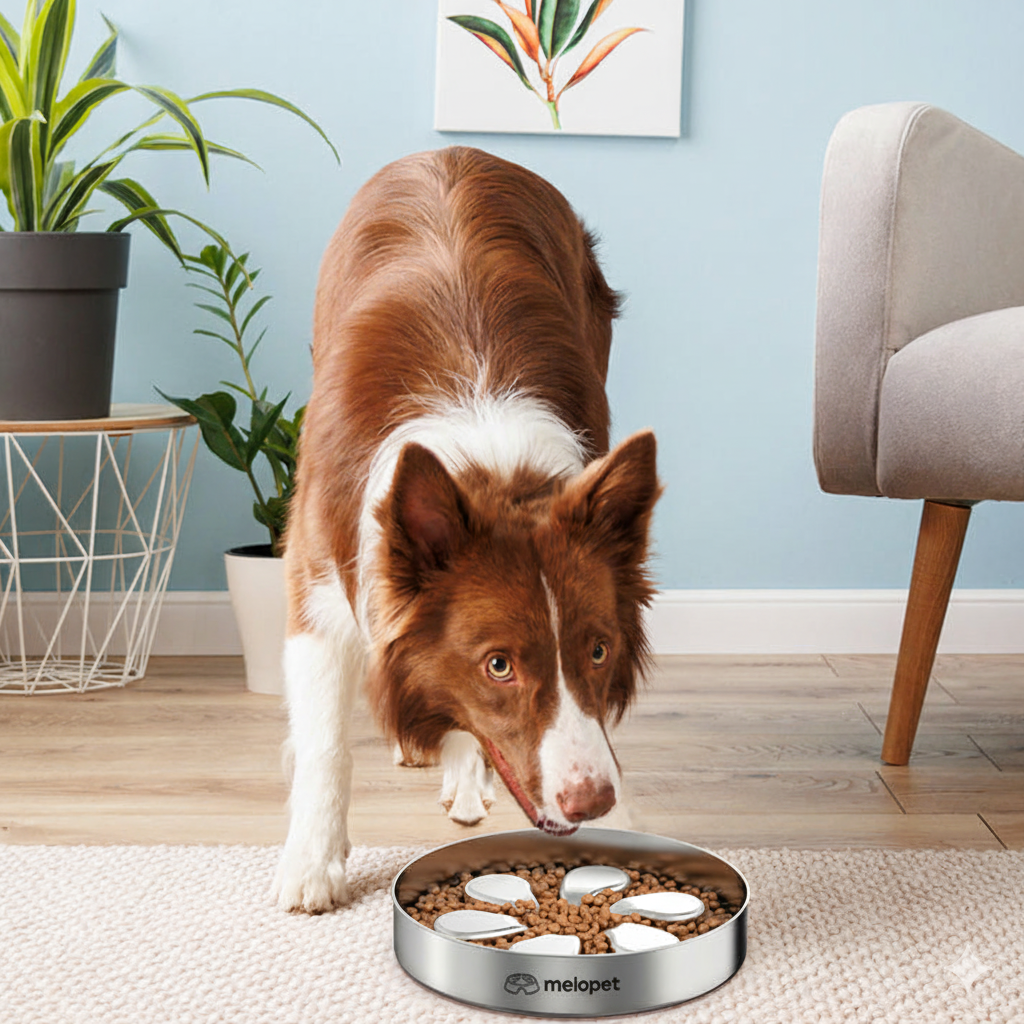 MeloPet Stainless Steel Slow-Feed Pet Bowl