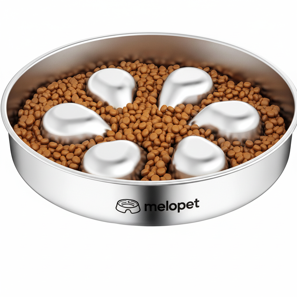 MeloPet Stainless Steel Slow-Feed Pet Bowl
