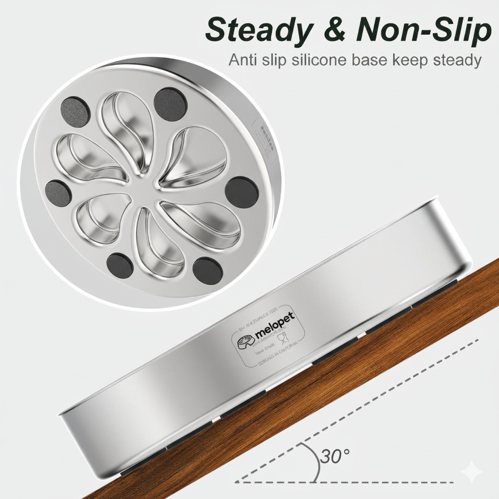 Non-slip pet bowl on smooth surface