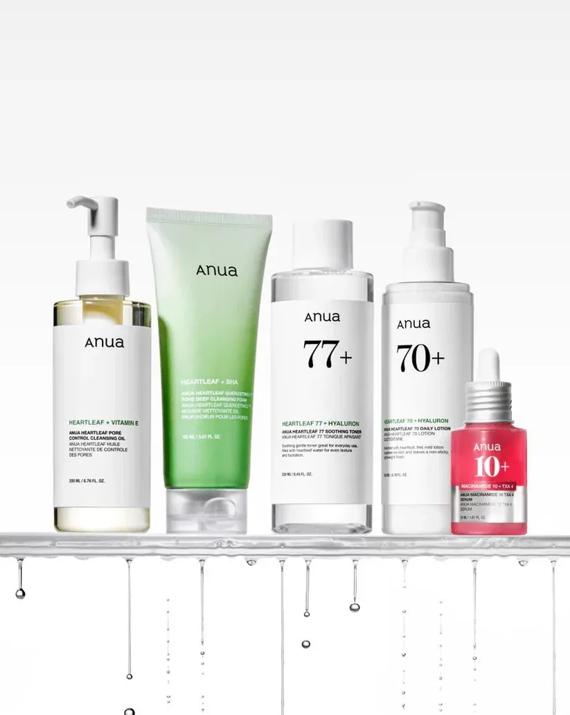 Anua skincare collection displayed on a mobile screen