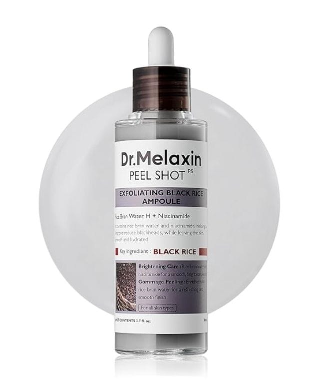 Black rice extract ampoule application on skin