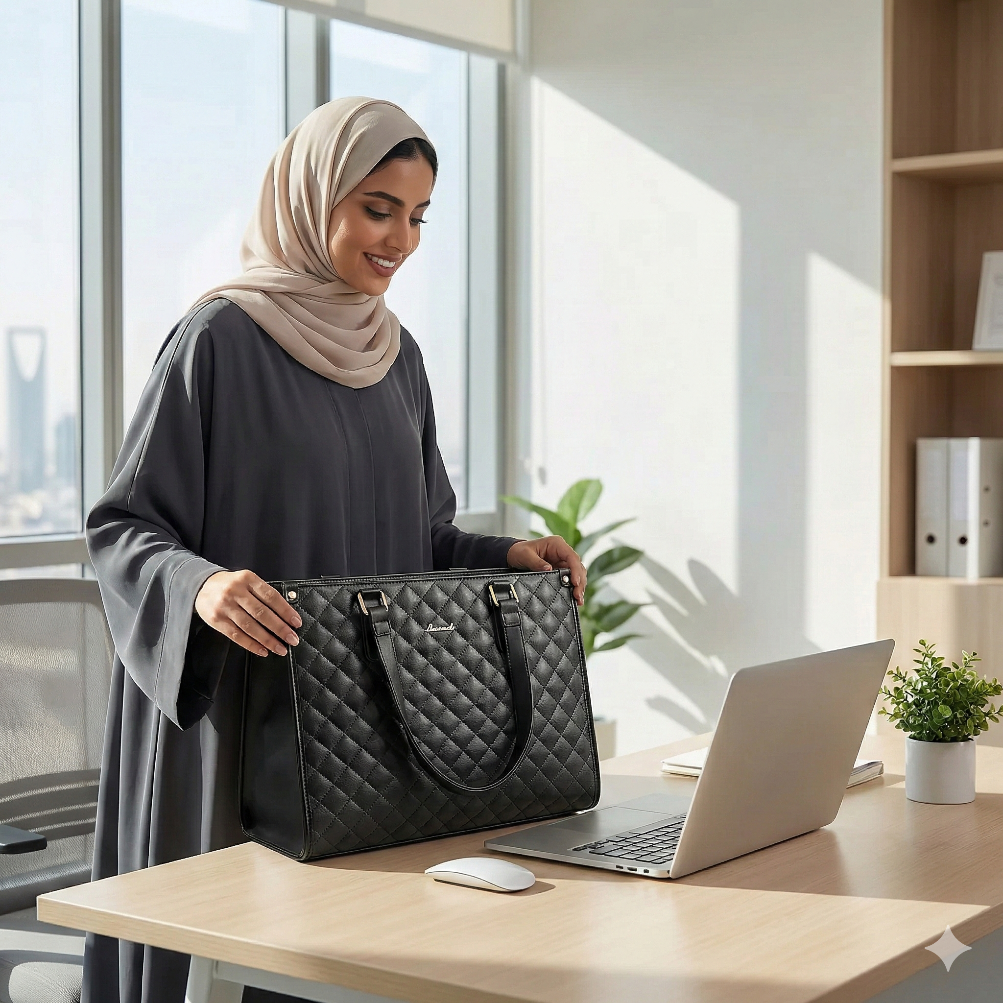 حقيبة عصرية مع مساحة داخلية واسعة