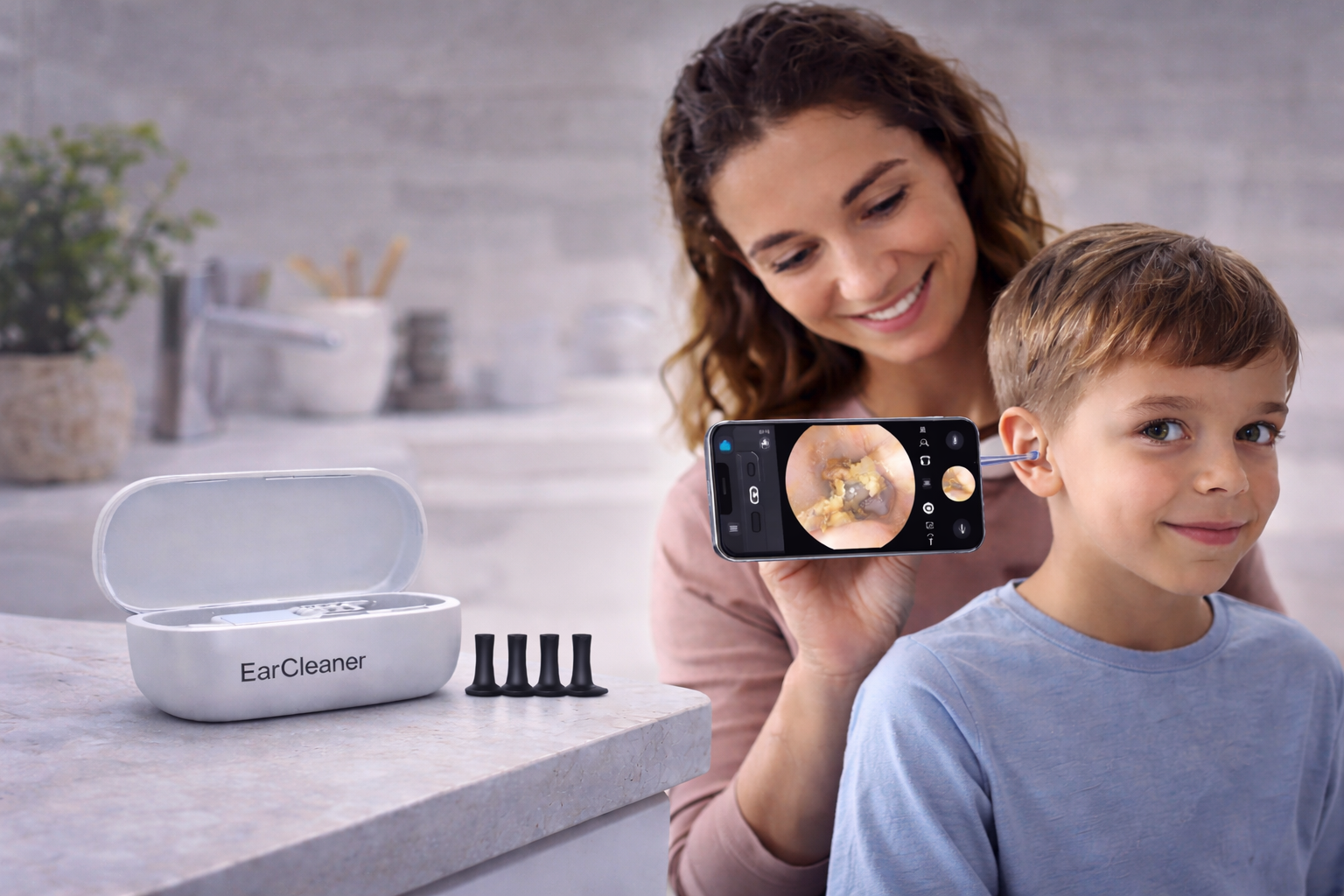 Compact ear cleaner with storage case