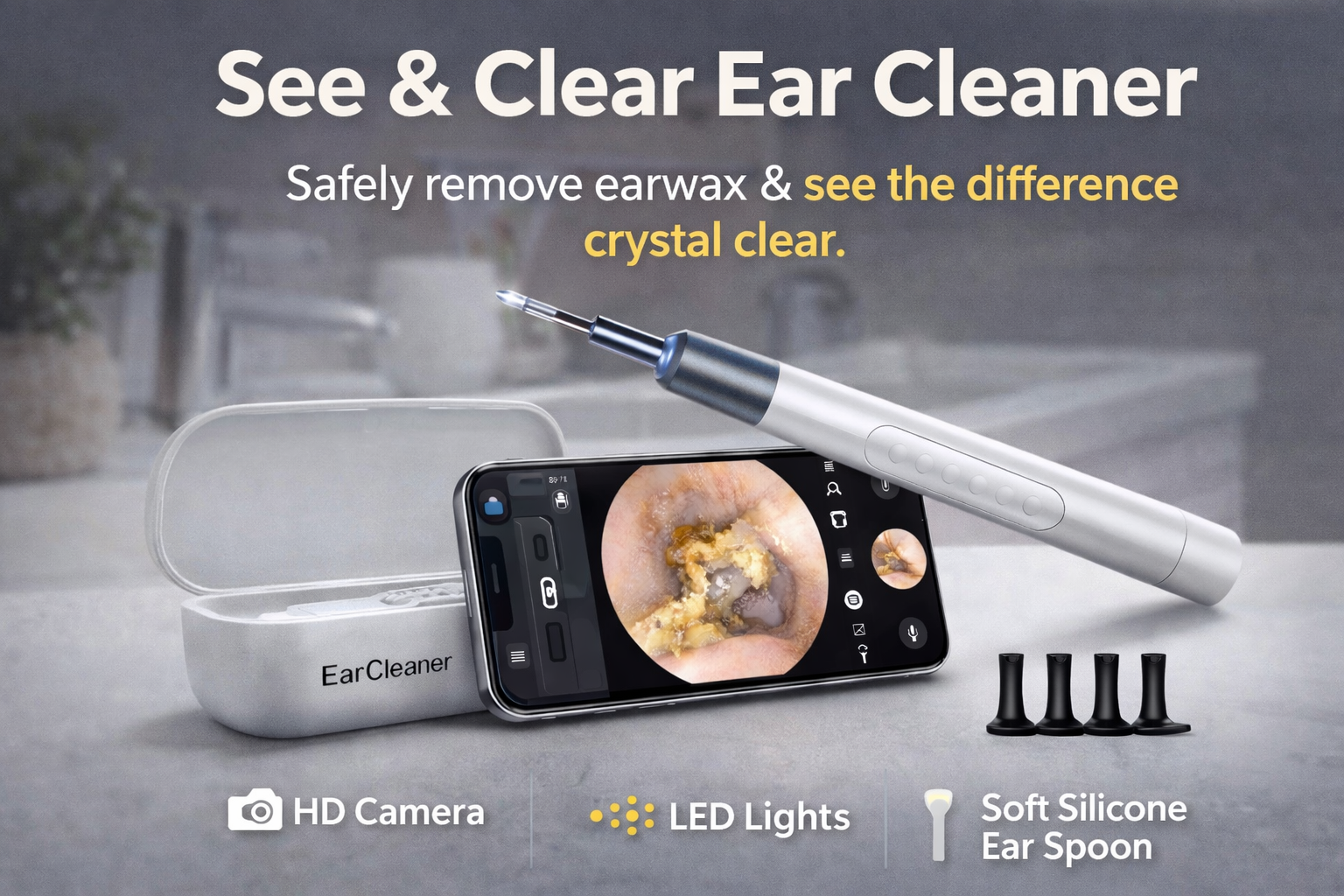 See & Clear Ear Cleaner with HD Camera and LED Lights