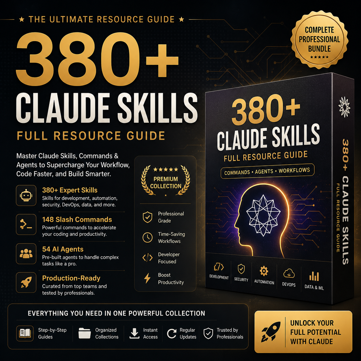 Collage of Claude AI skills and commands