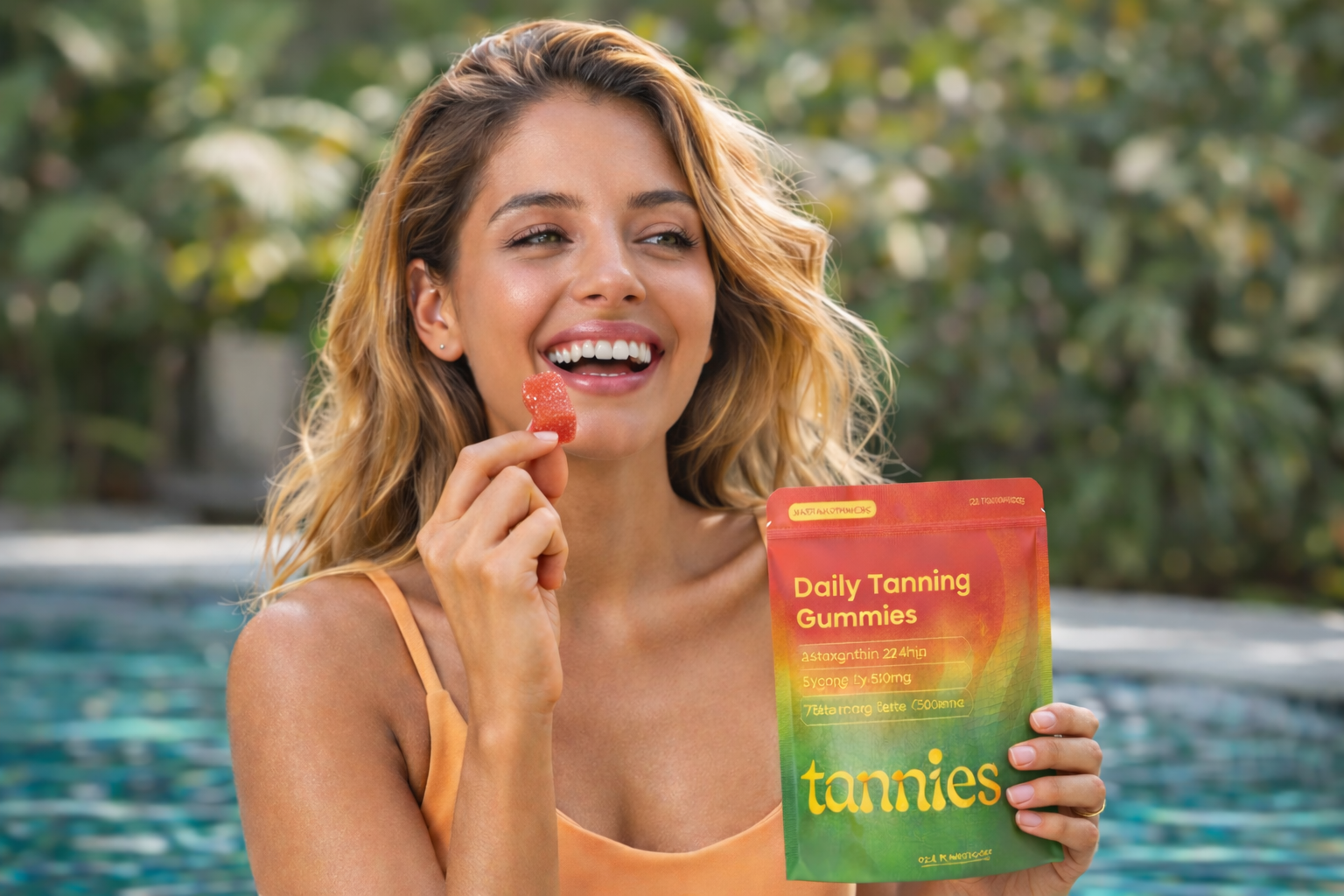 Person chewing Tannies gummies