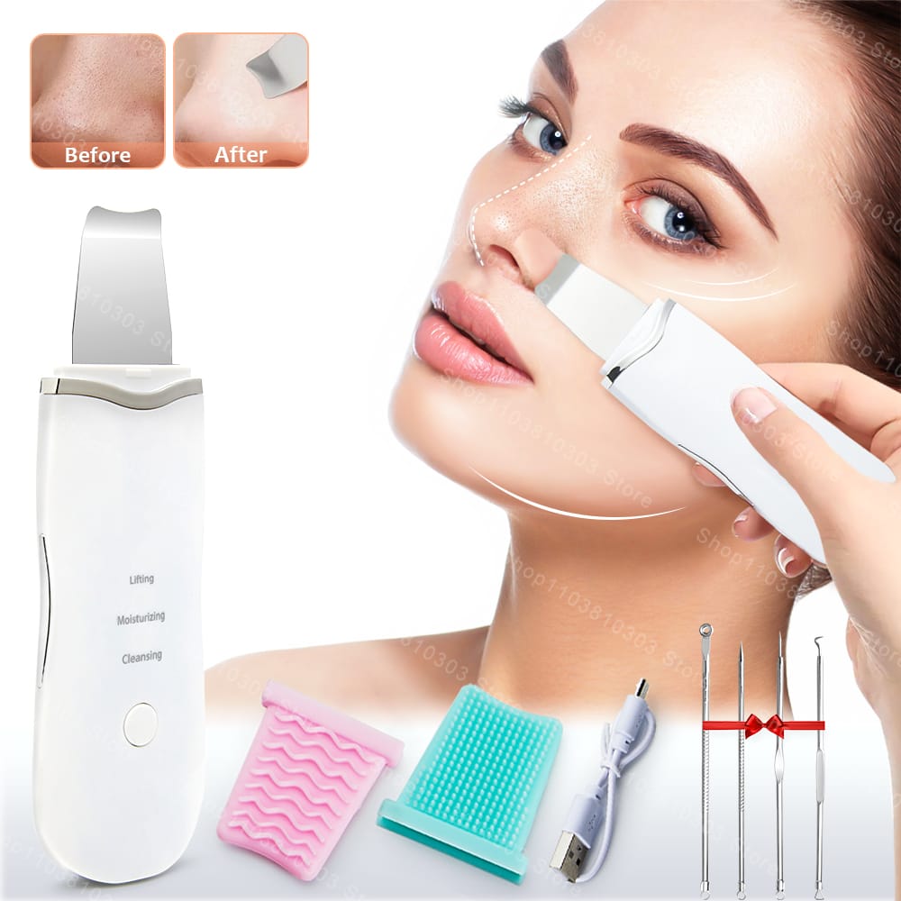 Ultrasonic Skin Scrubber in use on a woman's face