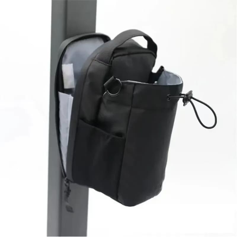 Magnetic Water Bottle Pouch attached to backpack