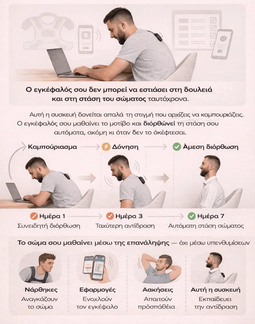 Smart Vibrating Posture Corrector in use