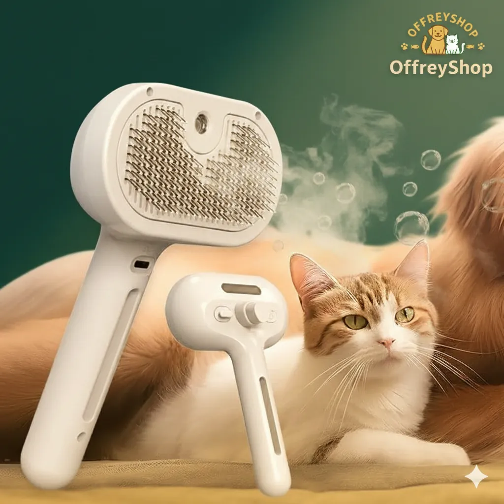 فرشاة تنظيف الحيوانات الأليفة مع رذاذ