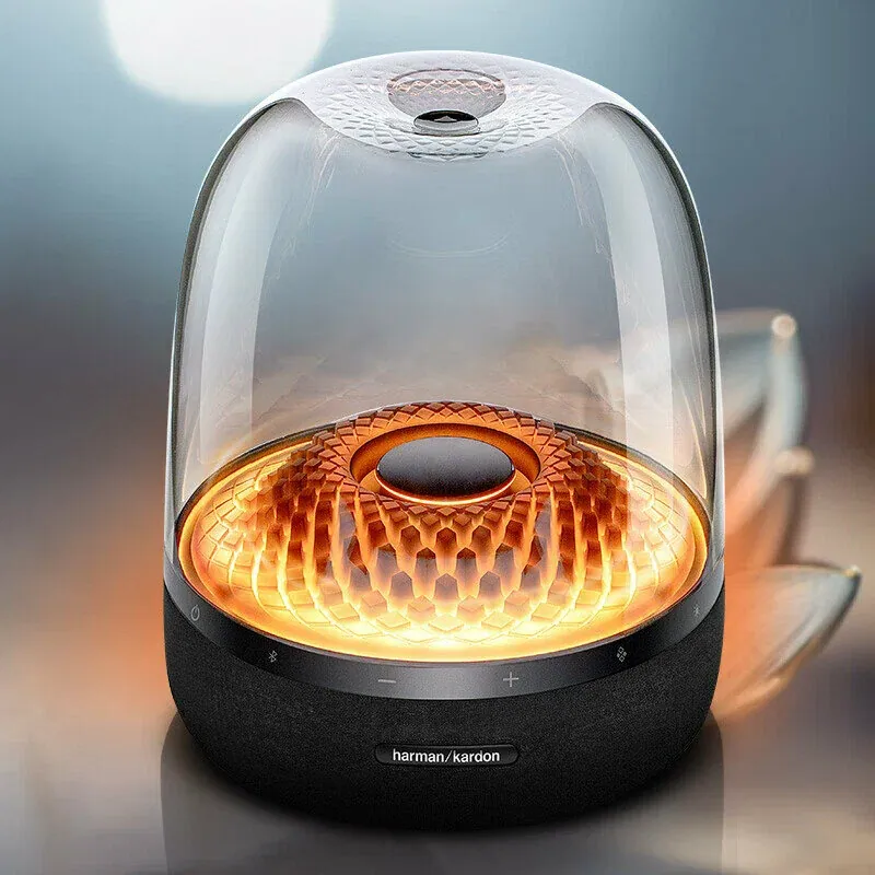 Harman Kardon Aura Studio 4 Bluetooth Speaker with transparent dome and themed lighting
