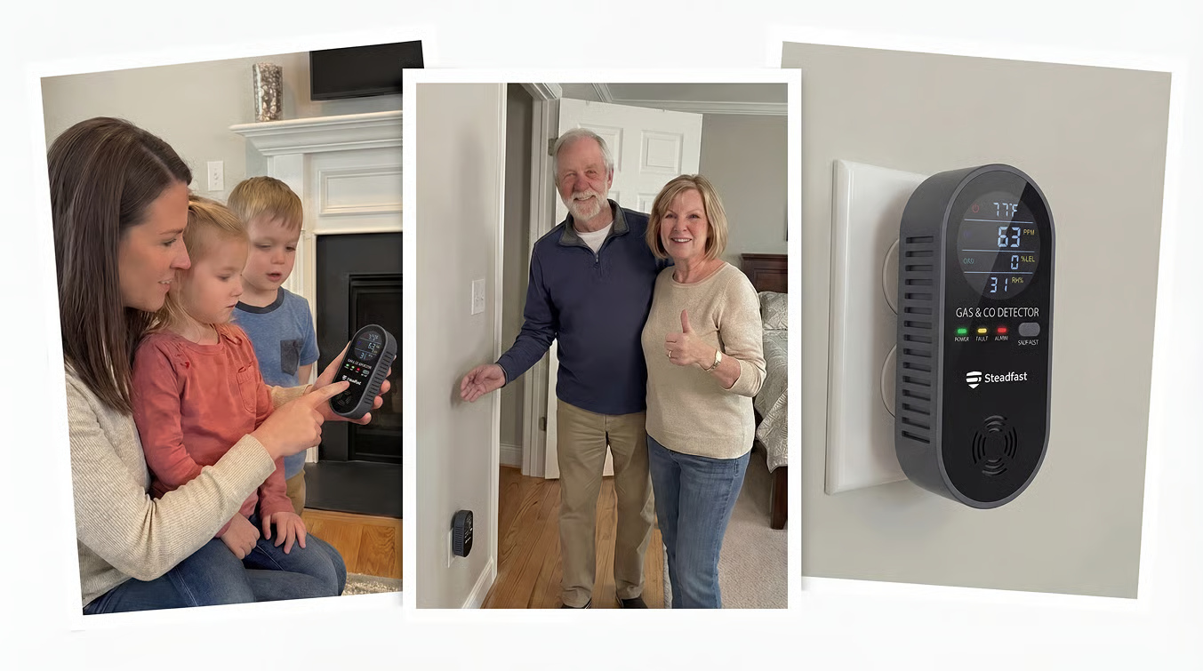 Family safe from invisible gas danger with detector