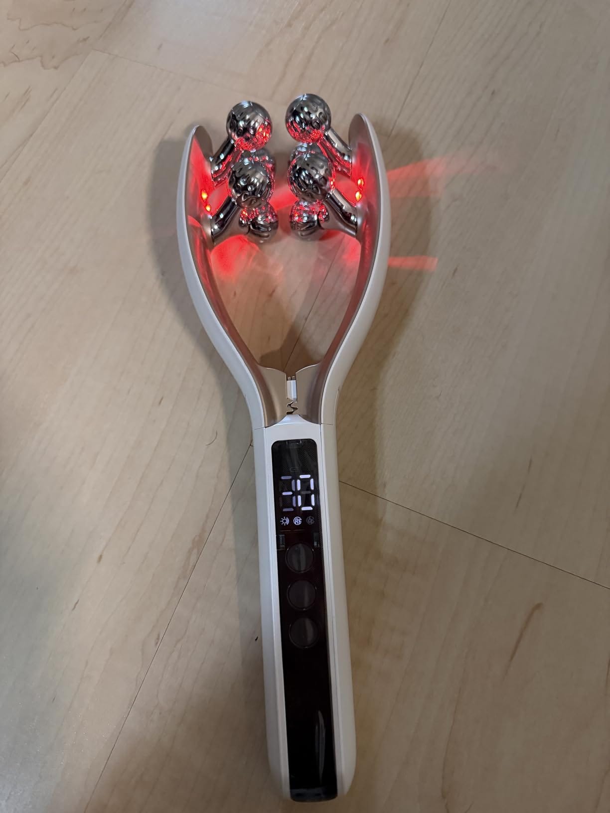 Happy customer showing defined jawline after using ContourLift Pro