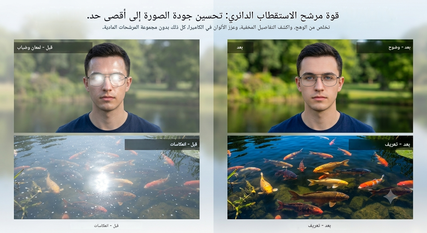 صورة توضح المشهد بعد استخدام فلتر الاستقطاب