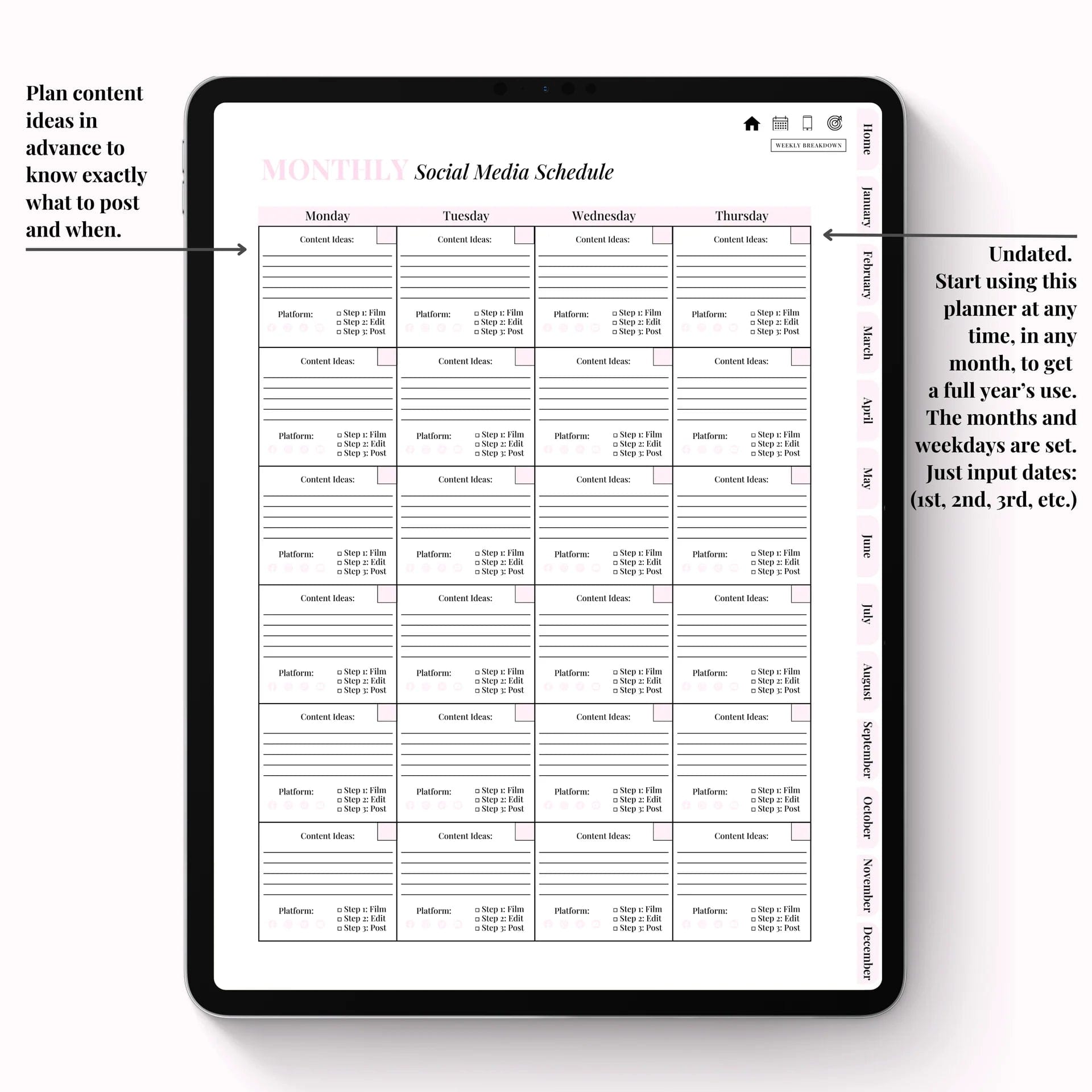 Digital planner on various devices