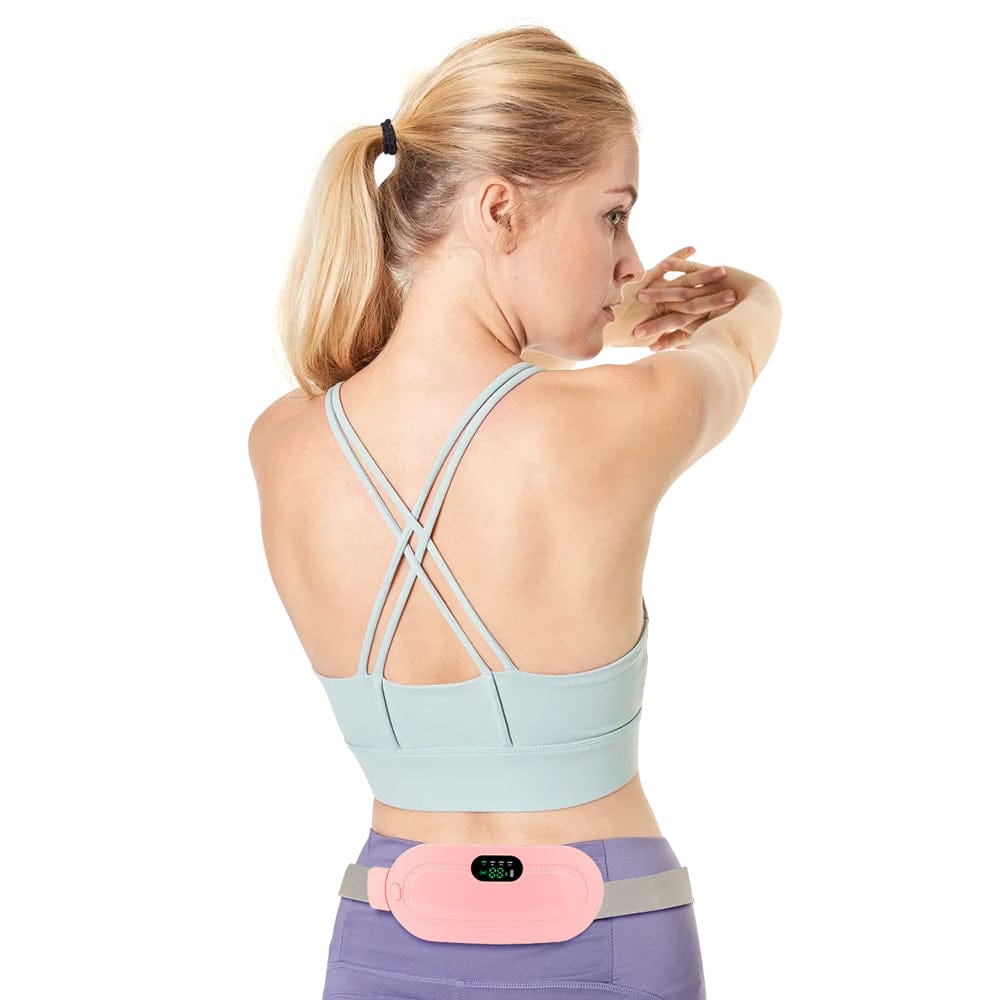 Ergonomic heating pad providing comfort and relief for women.
