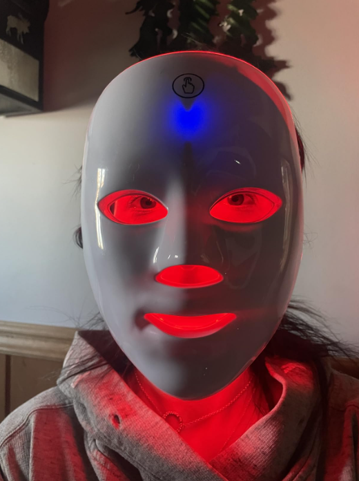 Close-up of a woman's face with reduced redness