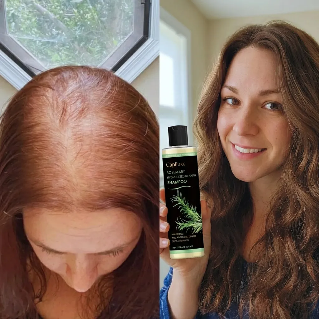 Image of a satisfied customer with shiny, healthy hair after using ProductX