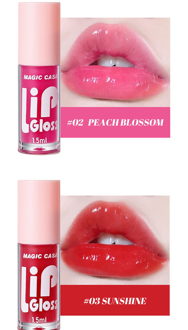 6 Pieces Glass Mirror Lip Gloss Set Hydrating Lightweight Lip Balm Glossy Shimmer Sheer Tint Peach Cherry Pink