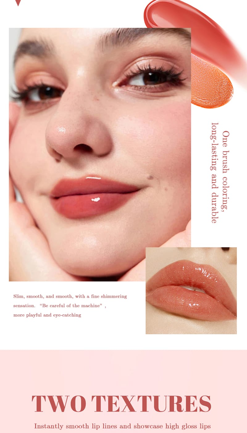 6 Pieces Glass Mirror Lip Gloss Set Hydrating Lightweight Lip Balm Glossy Shimmer Sheer Tint Peach Cherry Pink