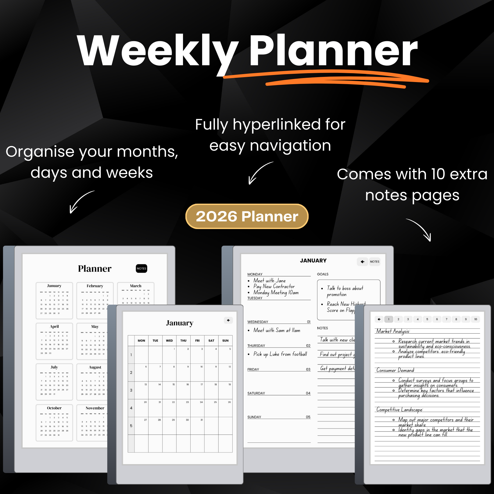 Organized planner with digital tools