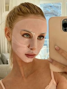 Person with the Medicube PDRN Pink Collagen Gel Mask on their face
