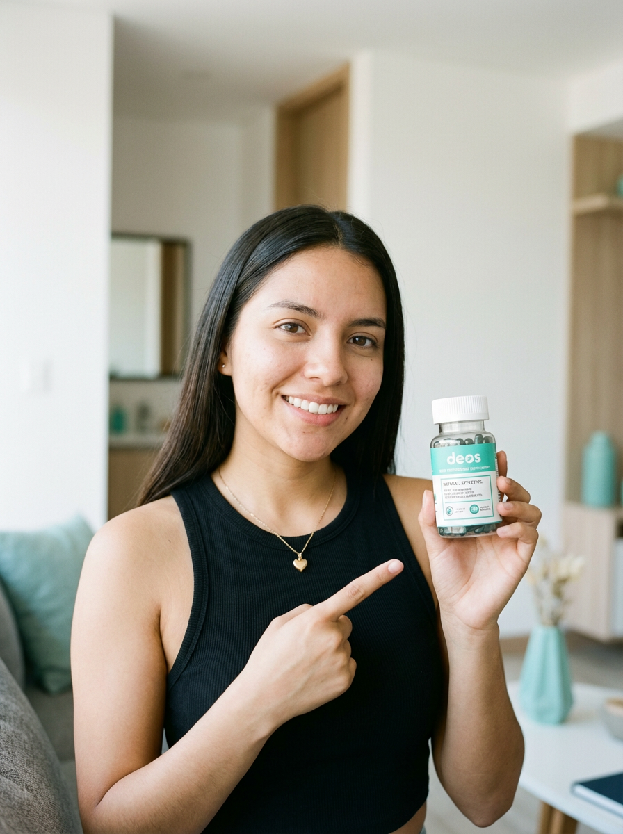 Illustrazione di una mano che tiene una capsula vicino a un bicchiere d'acqua.