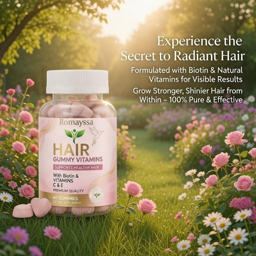Romayssa Hair Gummy Vitamins promoting healthy hair growth