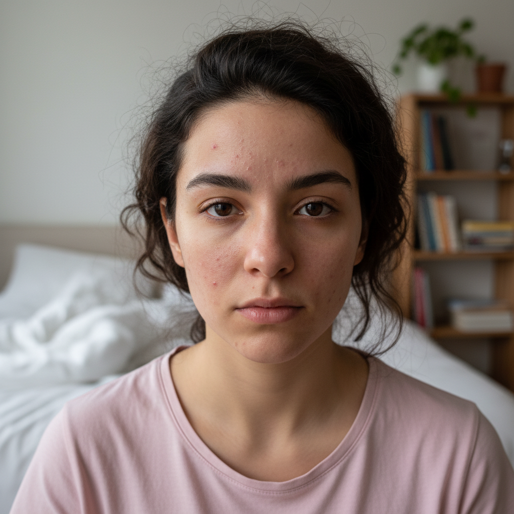 Pores look clogged before using the brush