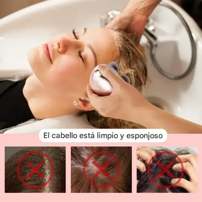 Masajeador capilar eléctrico ergonómico de silicona con diseño impermeable para uso en seco o húmedo