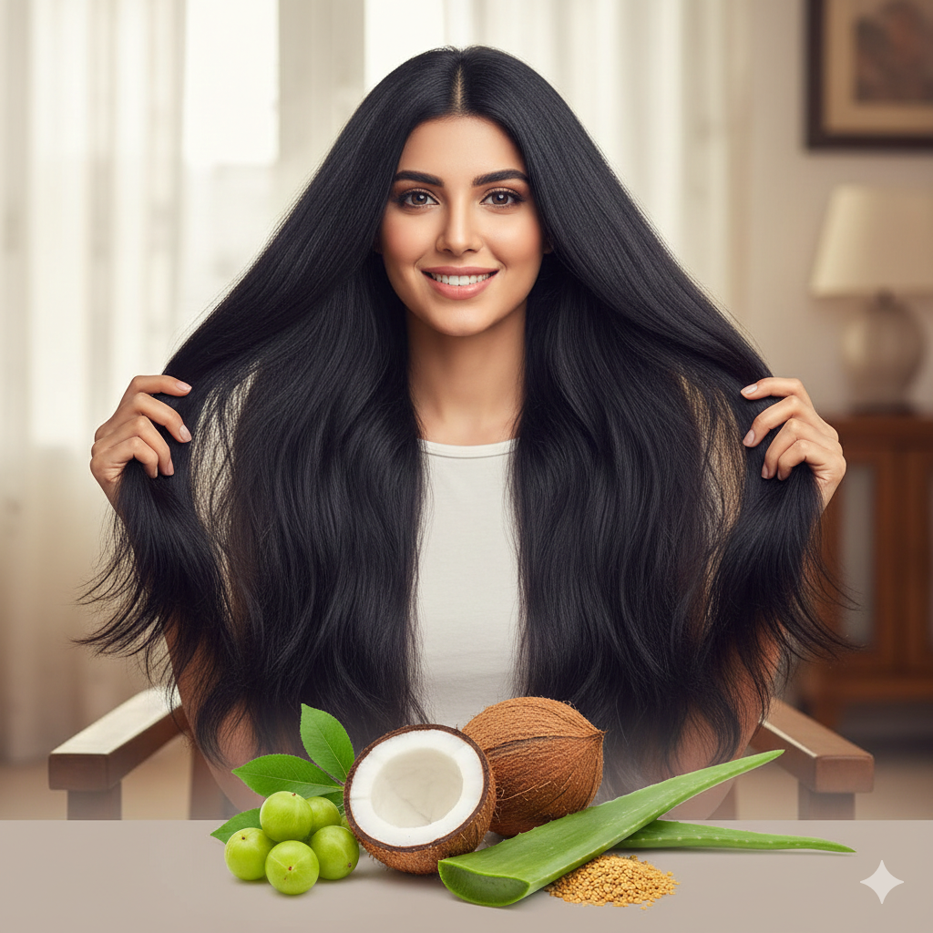 Image depicting reduced hair fall