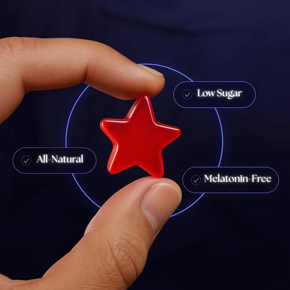 Persona disfrutando de un sueño profundo y reparador gracias a las gomitas veganas