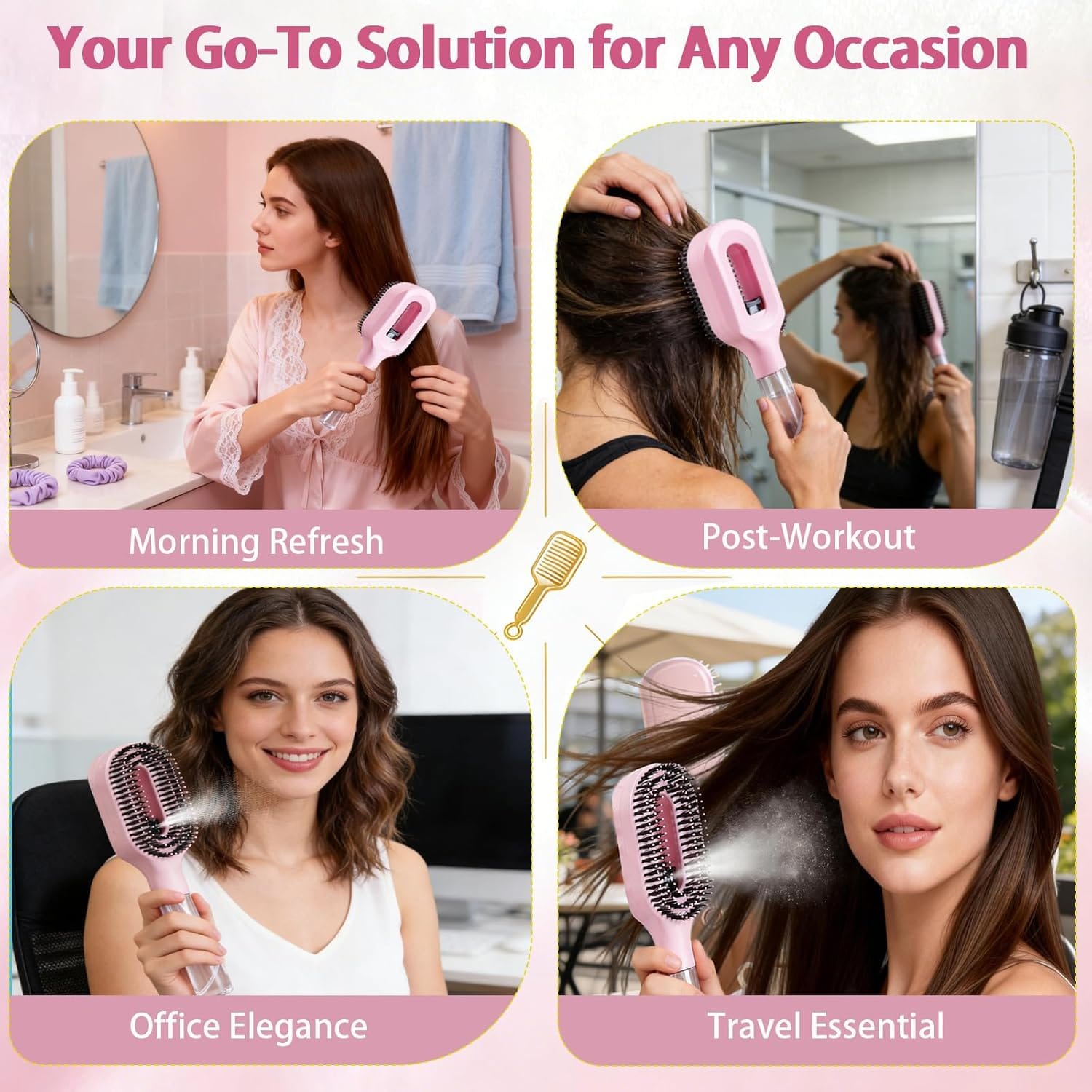 Gentle bristles of the hair brush detangling hair