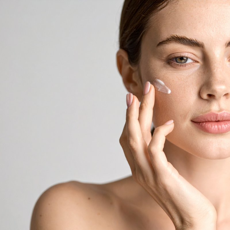 Aplicación de loción sobre acné