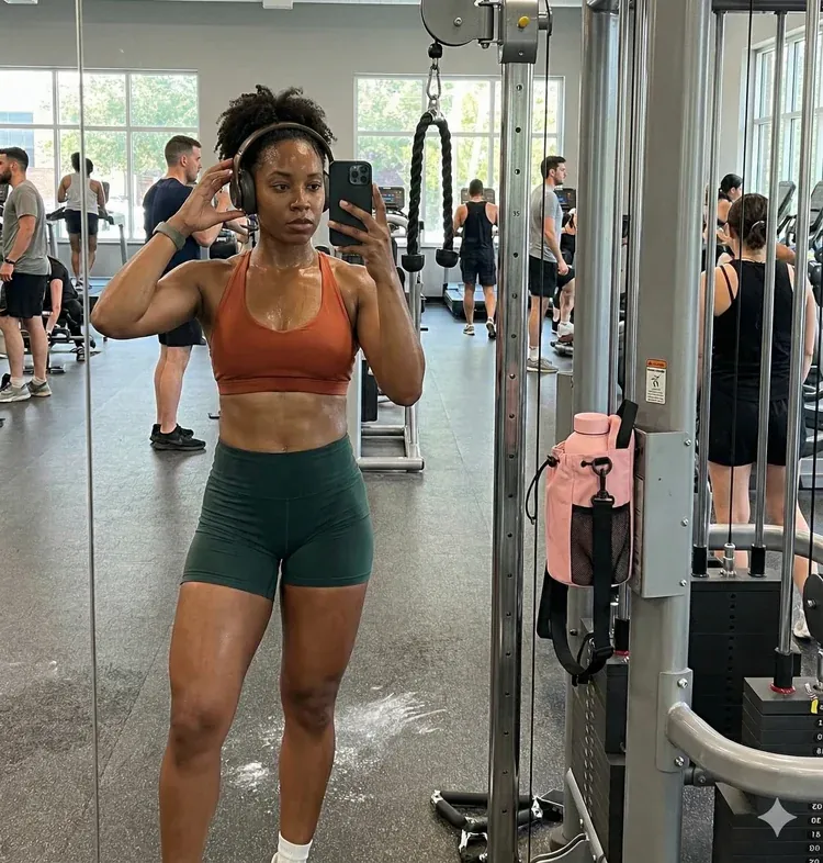 Woman easily accessing phone from magnetic holder