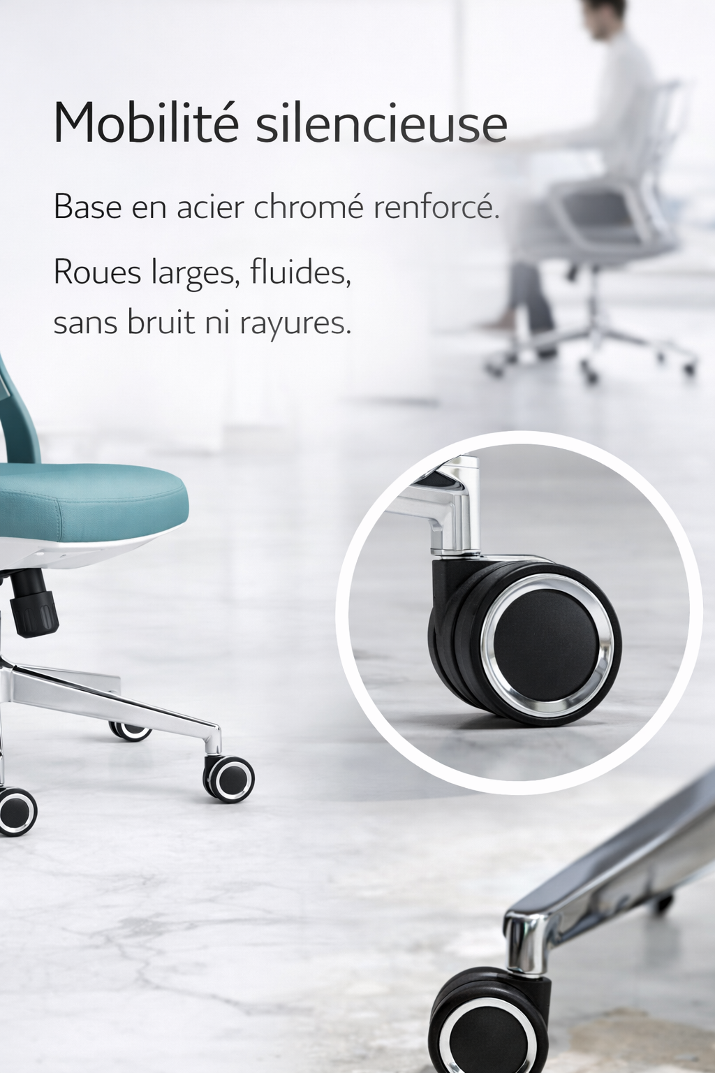 Vue de face de la chaise de bureau ergonomique