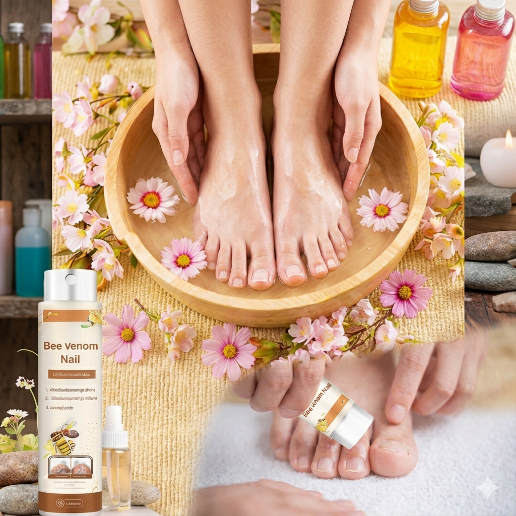 Flacon de spray pour le traitement des ongles abîmés, contre les mycoses et la décoloration.