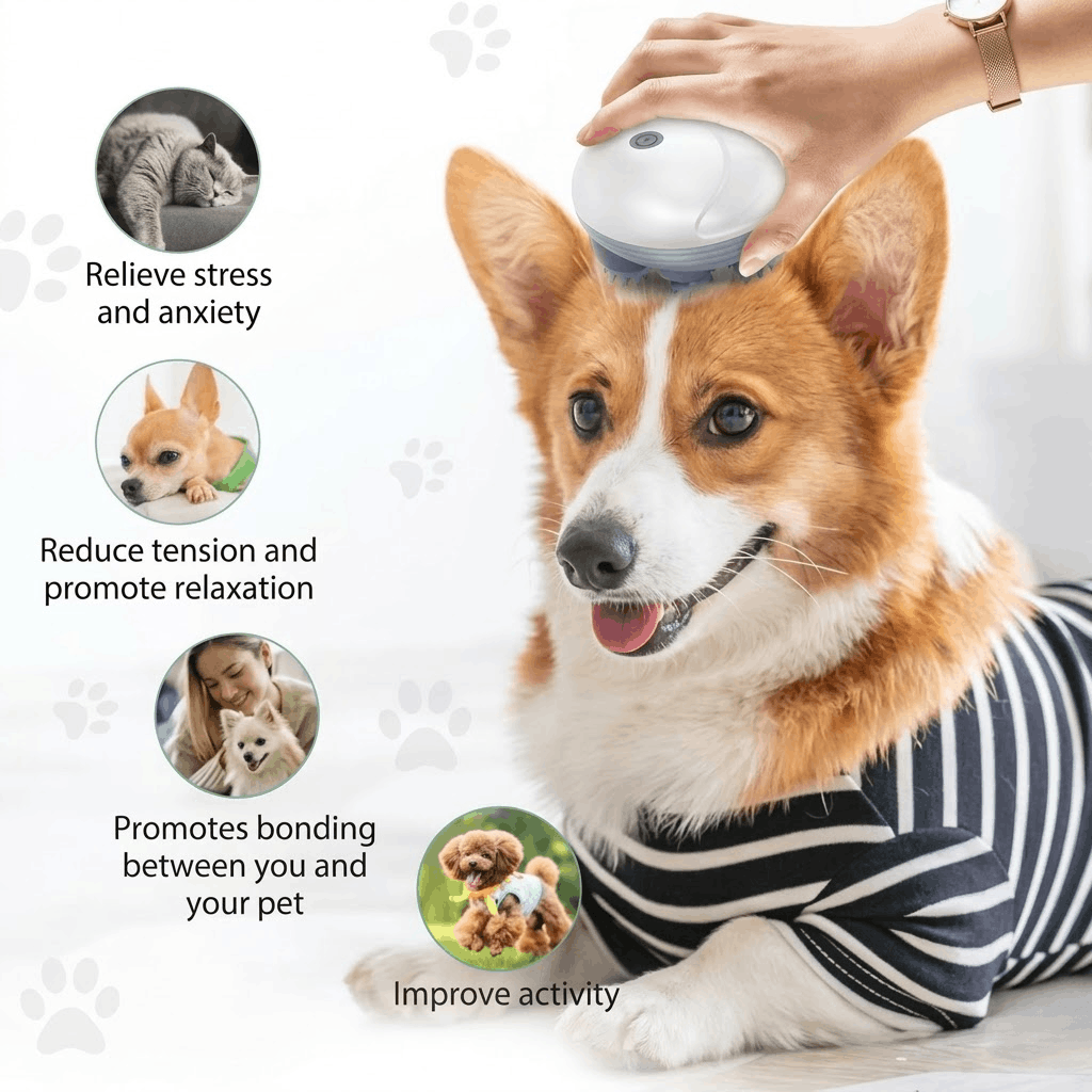 Electric Scalp Head Massager Kneading Vibrating Device for Pets