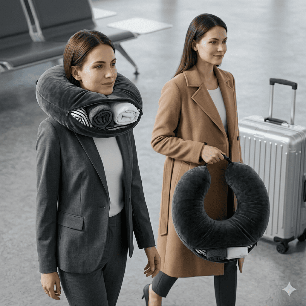 Travel neck pillow with hidden storage