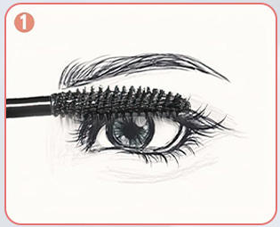 Applying heated eyelash curler to the second eye.